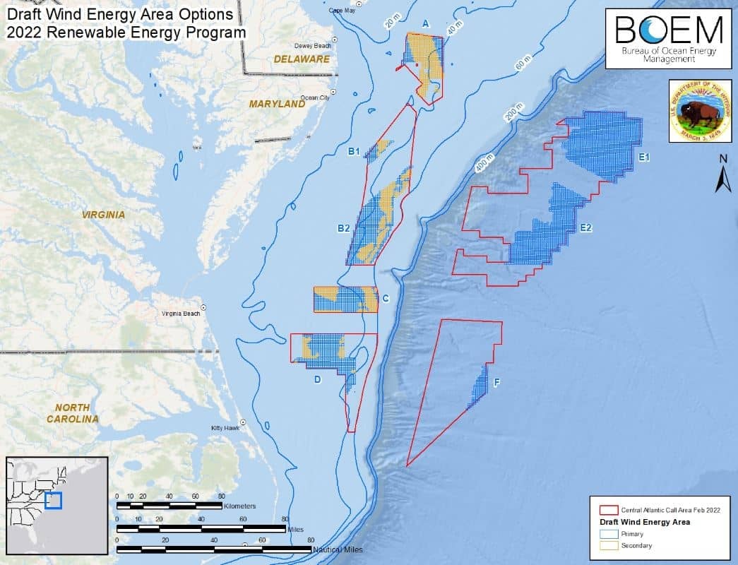 Regulators Identify Proposed Wind Energy Areas Along Central Atlantic Coast