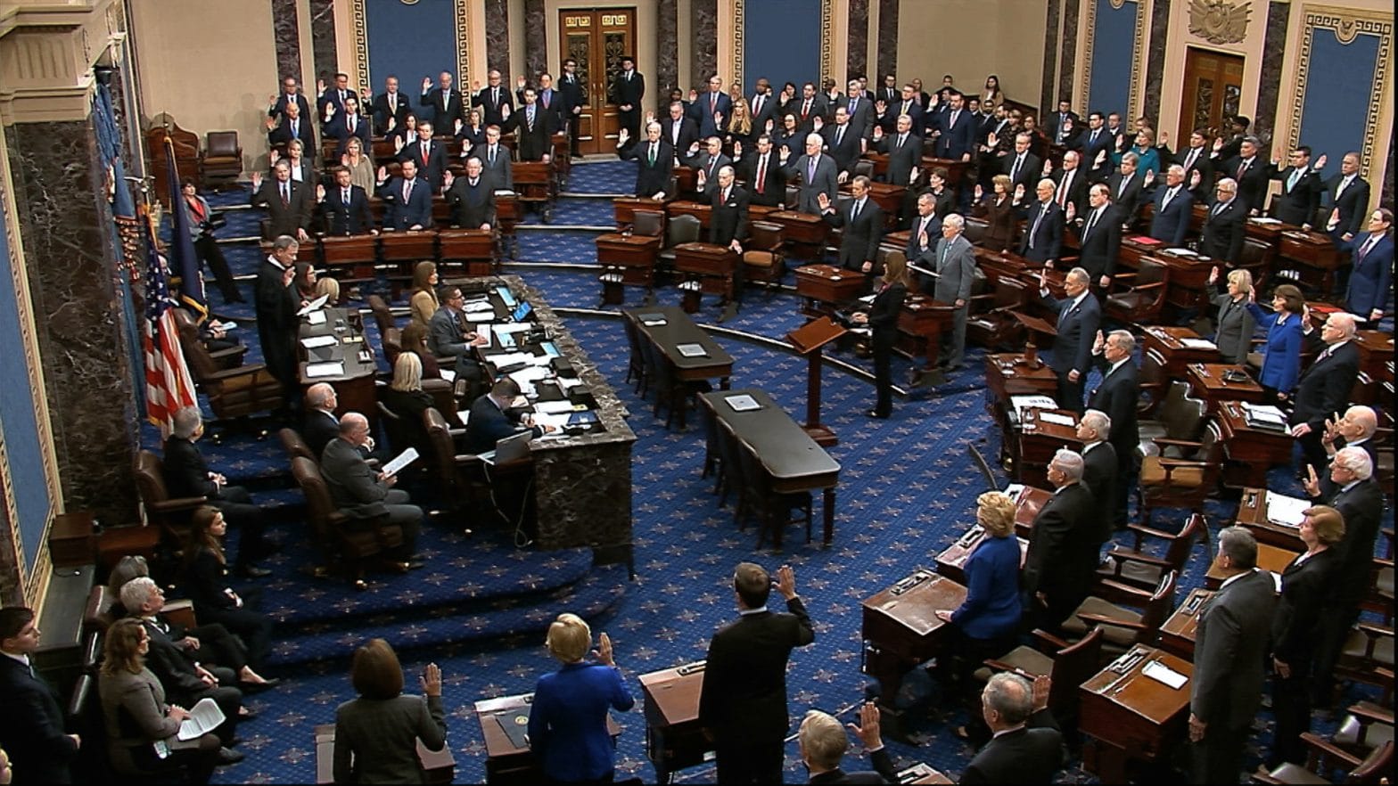 Chief Justice, Senators Sworn in for Trump Impeachment