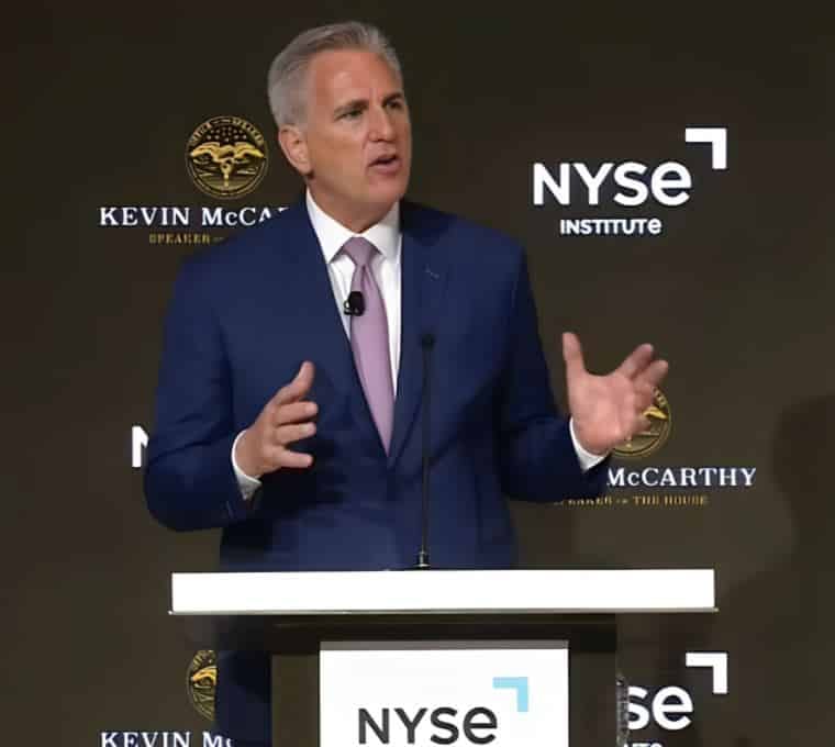 McCarthy Blames Biden for Debt Ceiling Impasse in Wall Street Speech