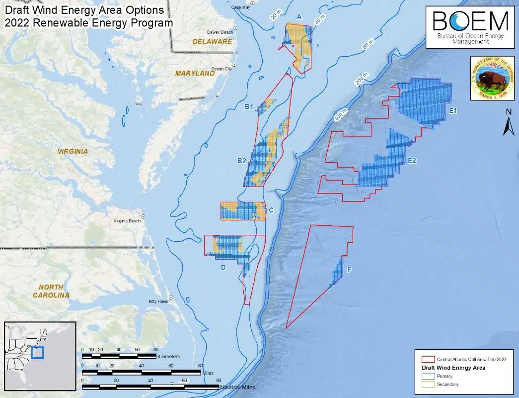 Regulators Identify Proposed Wind Energy Areas Along Central Atlantic Coast
